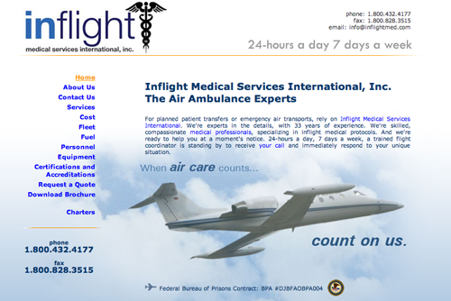 Web design: Inflight Medical Services, Inc.